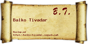 Balko Tivadar névjegykártya